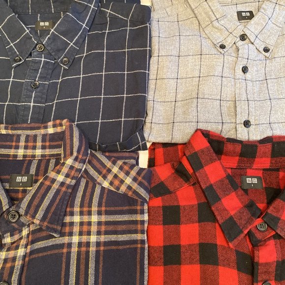 Lot of 7 Uniqlo Flannels Men Size Small Plaid Mix! - Picture 3 of 6
